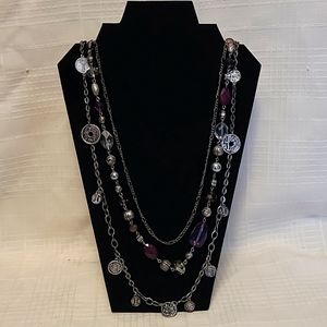 Purple Bead & Medallion Necklace